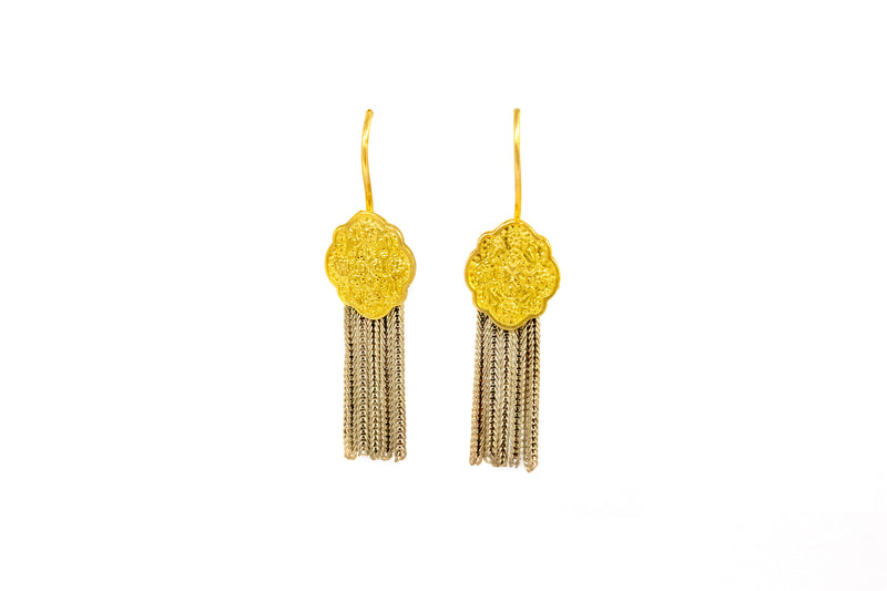 Golden Dangling Earrings -Traditional Jewelry - Indian Pakistani