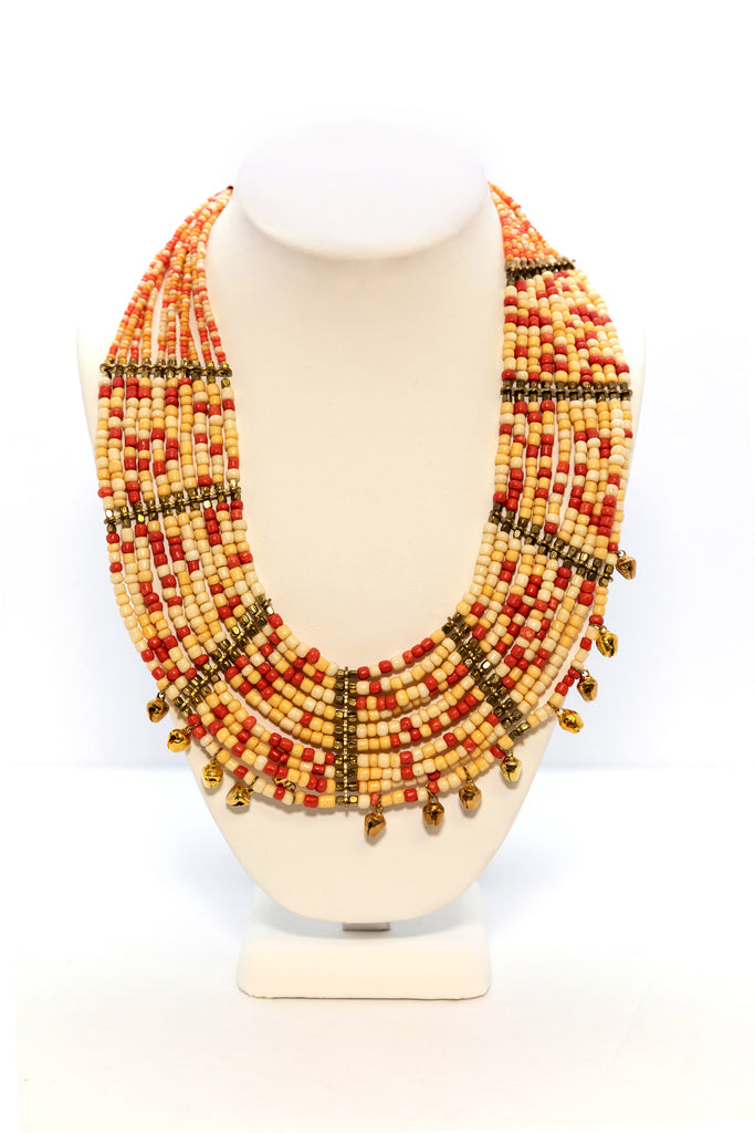 Orange & Red Beaded Statement Necklace - Nepal Jewlery - South