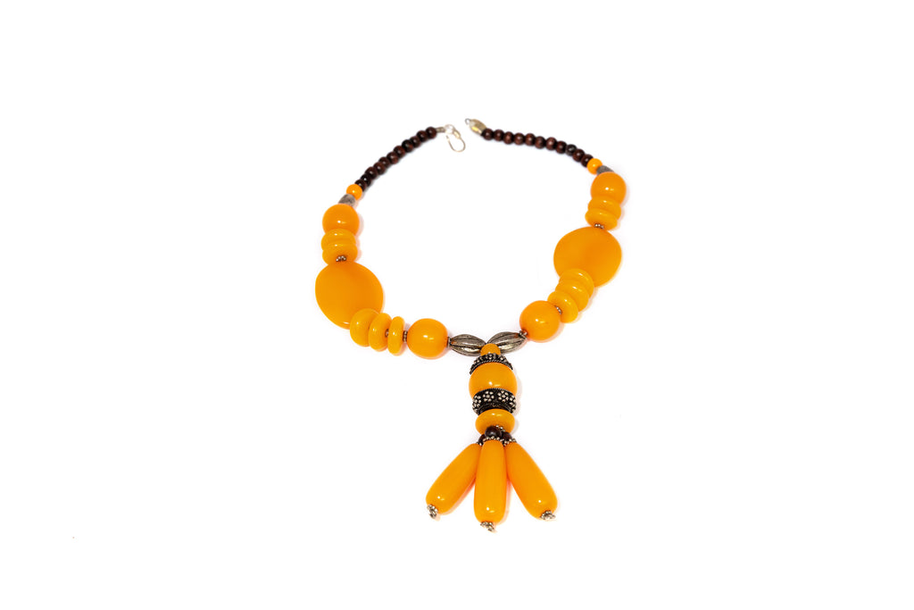 Orange Stone Statement Necklace - South Asian Jewelry