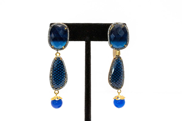 Blue Stone Drop Earrings- Trendz & Traditionz Boutique